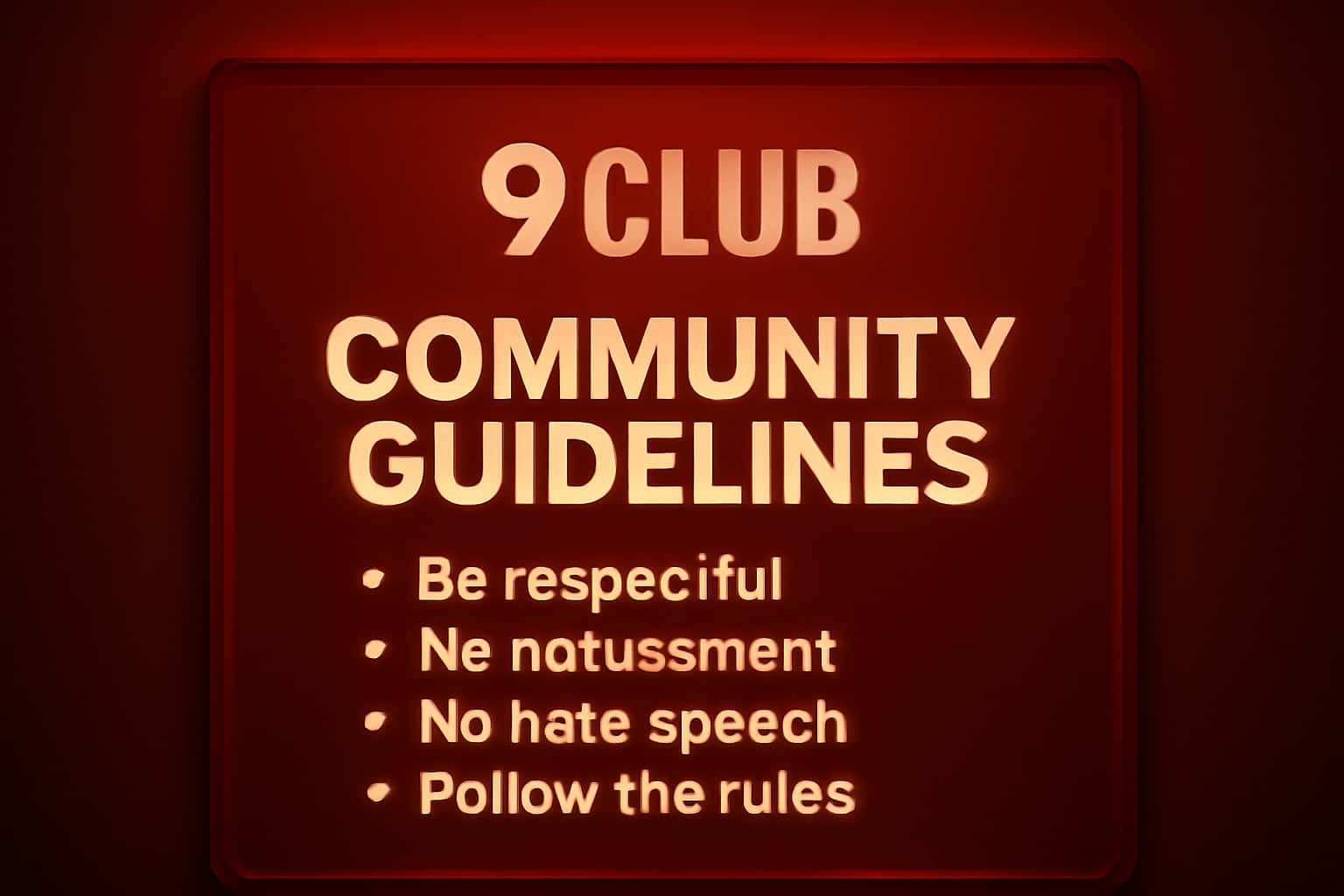 An informational graphic showcasing the 9 Club Community Guidelines with a modern design.