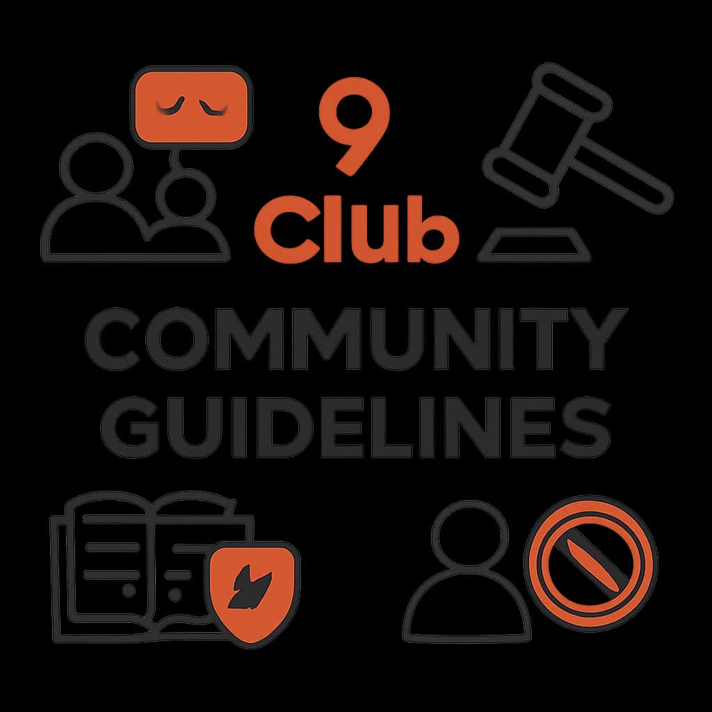 An educational diagram illustrating the principles of 9 Club Community Guidelines.