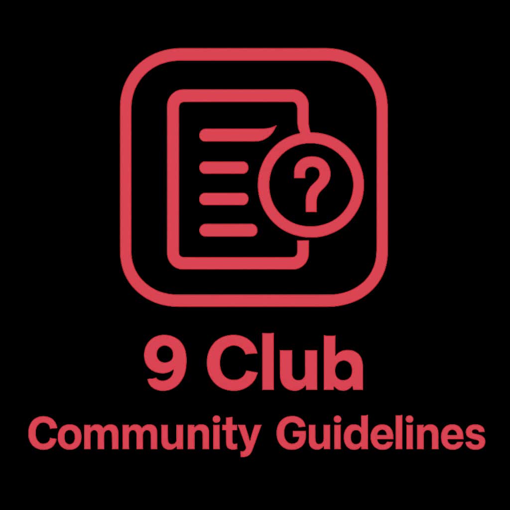 An icon representing 9 Club Community Guidelines in a simple and professional style.