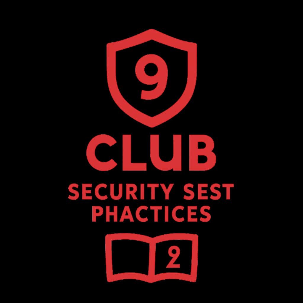 A badge representing 9 Club Security Best Practices.