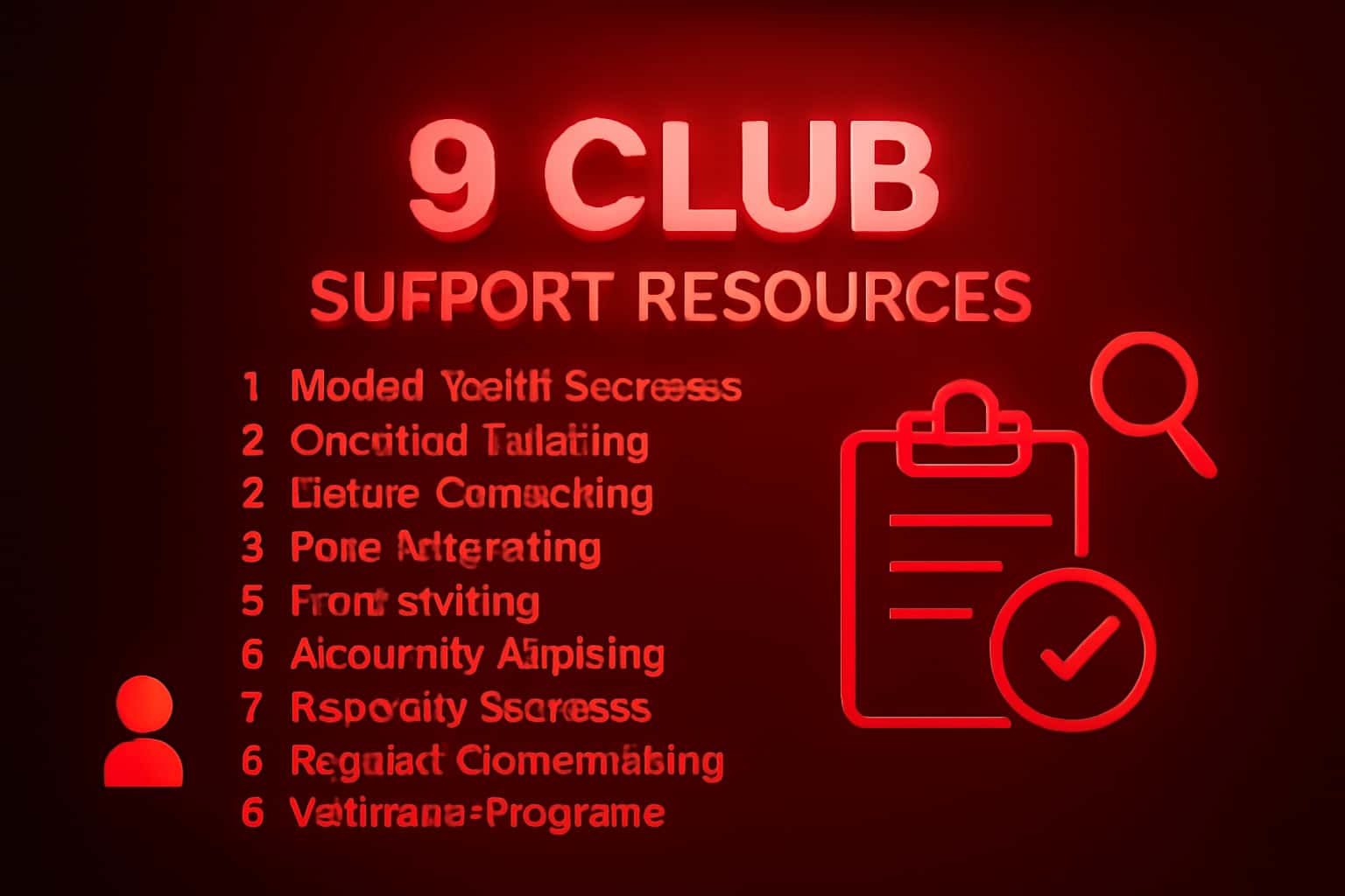 Visual representation of 9 Club Support Resources with a professional theme.