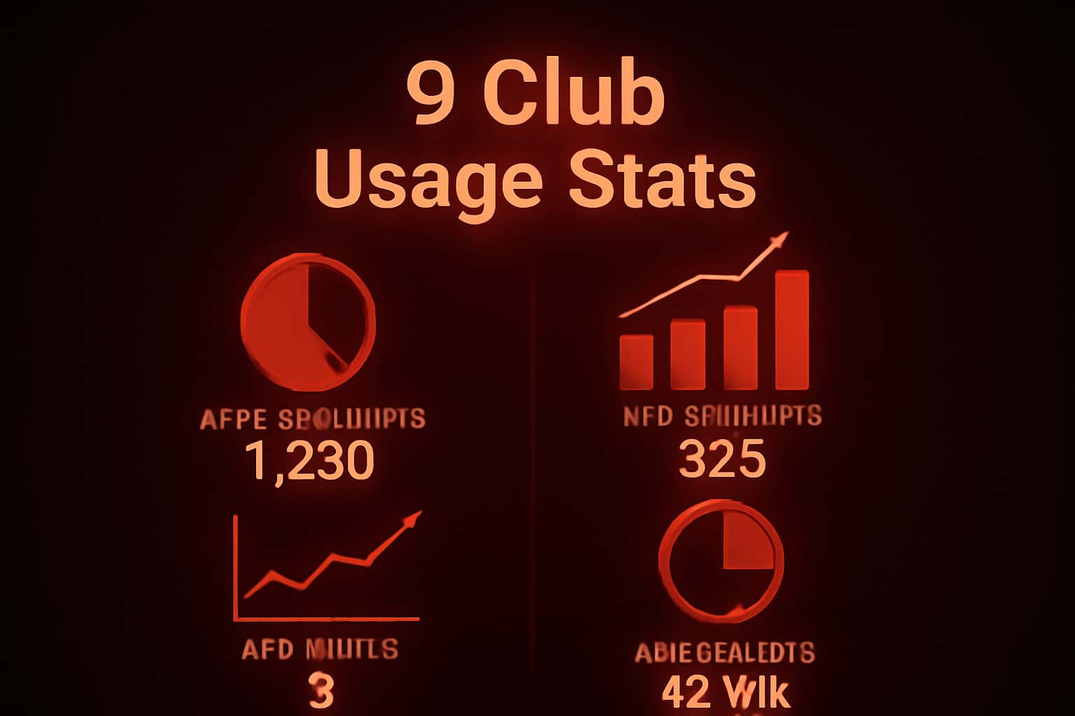 An infographic depicting usage statistics of the 9 Club app.