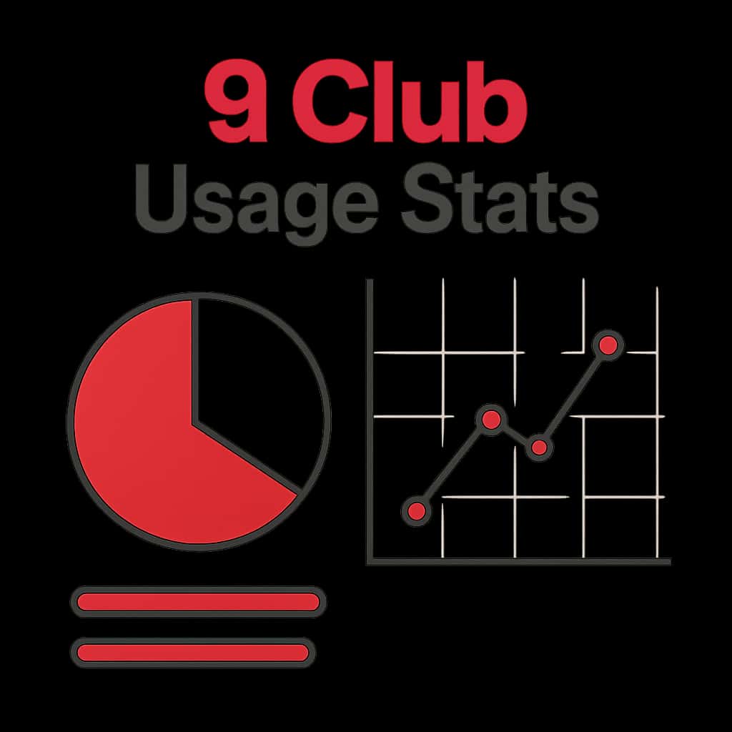 An educational diagram about 9 Club usage metrics.