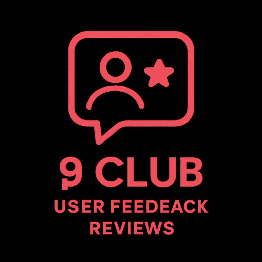 Icon representing user feedback reviews for the 9 Club platform.