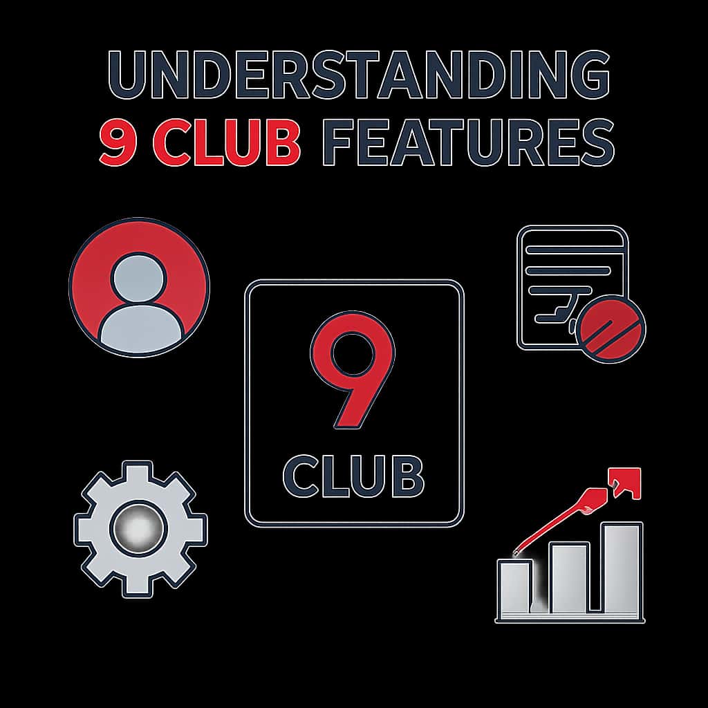 Illustration depicting 9 Club features.